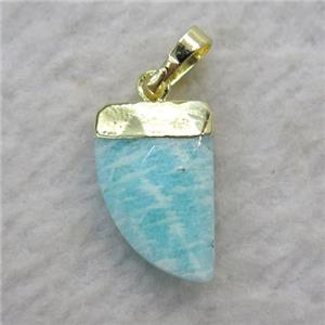 Amazonite pendant, horn, gold plated, approx 10-15mm [GM11489]