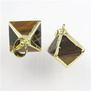Tiger eye stone pendant, gold plated, approx 14x14mm [GM11495]