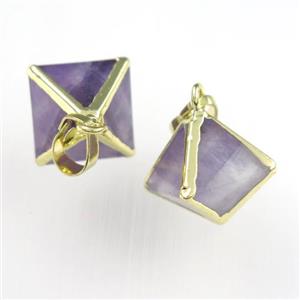 purple Amethyst pendant, gold plated, approx 14x14mm [GM11496]