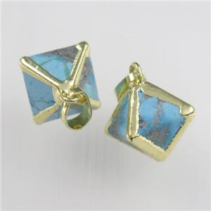 blue Turquoise pendant, gold plated, approx 14x14mm [GM11497]