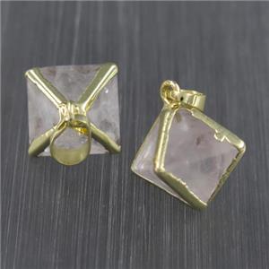 clear quartz pendant, gold plated, approx 14x14mm [GM11499]