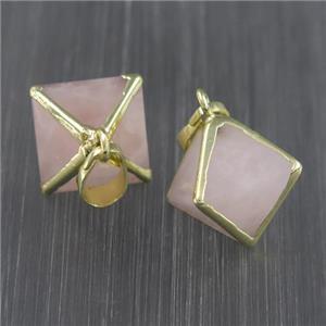 rose quartz pendant, gold plated, approx 14x14mm [GM11500]