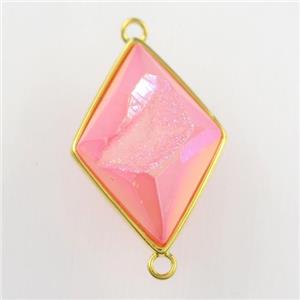 pink Druzy Agate rhombus connector, approx 16-22mm [GM11503]
