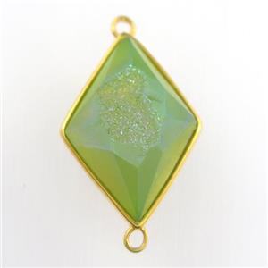green Druzy Agate rhombus connector, approx 16-22mm [GM11506]