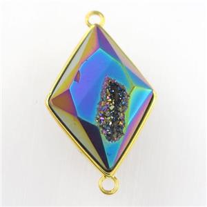 rainbow Druzy Agate rhombus connector, approx 16-22mm [GM11507]
