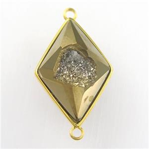 golden Druzy Agate rhombus connector, approx 16-22mm [GM11508]