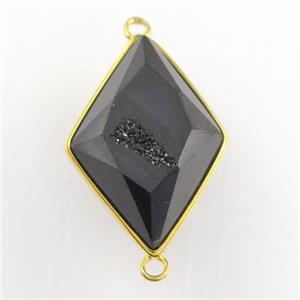 black Druzy Agate rhombus connector, approx 16-22mm [GM11509]