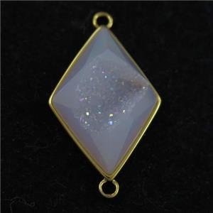 white AB-color Druzy Agate rhombus connector, approx 16-22mm [GM11510]