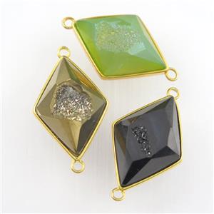 mixed color Druzy Agate rhombus connector, approx 16-22mm [GM11511]