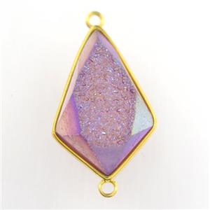 purple Druzy Agate teardrop connector, approx 16-25mm [GM11514]
