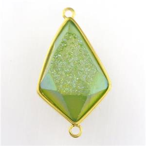 green Druzy Agate teardrop connector, approx 16-25mm [GM11515]