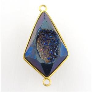 rainbow Druzy Agate teardrop connector, approx 16-25mm [GM11516]