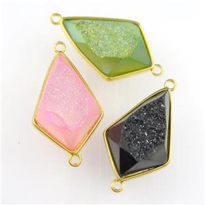 mixed color Druzy Agate teardrop connector, approx 16-25mm [GM11520]