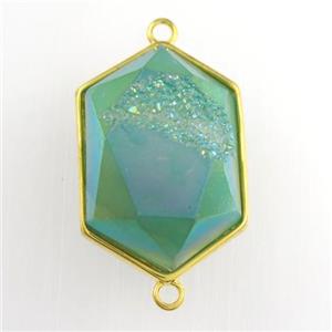 peacock green Druzy Agate polygon connector, approx 15-23mm [GM11521]