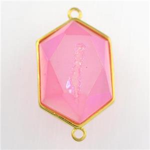 pink Druzy Agate polygon connector, approx 15-23mm [GM11522]