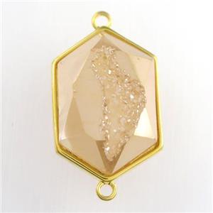 gold champagne Druzy Agate polygon connector, approx 15-23mm [GM11523]
