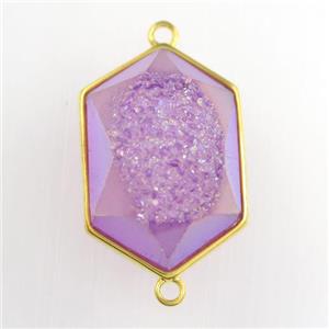 purple Druzy Agate polygon connector, approx 15-23mm [GM11524]