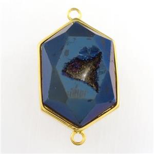 blue Druzy Agate polygon connector, approx 15-23mm [GM11526]