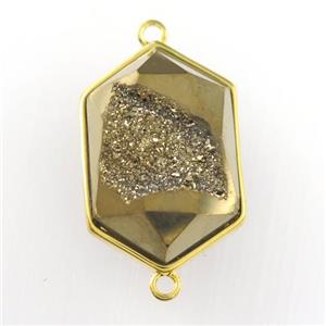 golden Druzy Agate polygon connector, approx 15-23mm [GM11529]