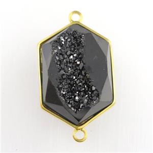 black Druzy Agate polygon connector, approx 15-23mm [GM11530]