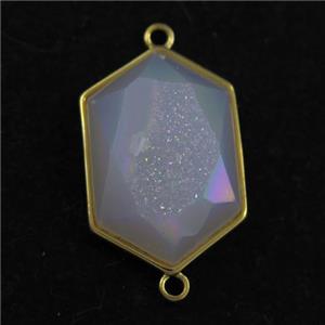 white AB-color Druzy Agate polygon connector, approx 15-23mm [GM11531]