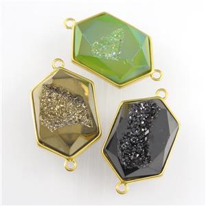 mixed color Druzy Agate polygon connector, approx 15-23mm [GM11532]