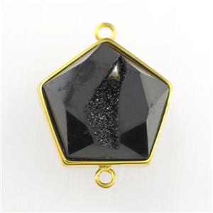 black Druzy Agate polygon connector, approx 12-17mm [GM11542]