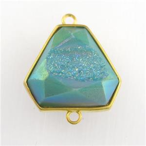 peacock green Druzy Agate triangle connector, approx 16-18mm [GM11545]