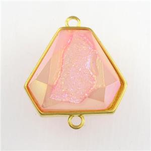 pink Druzy Agate triangle connector, approx 16-18mm [GM11546]