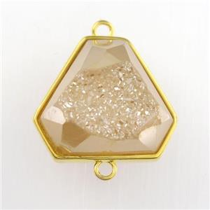 gold champagne Druzy Agate triangle connector, approx 16-18mm [GM11547]