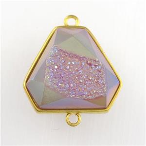 purple Druzy Agate triangle connector, approx 16-18mm [GM11548]