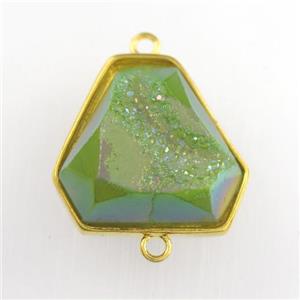 green Druzy Agate triangle connector, approx 16-18mm [GM11549]