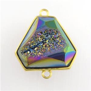 rainbow Druzy Agate triangle connector, approx 16-18mm [GM11551]
