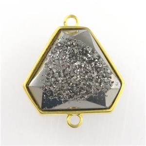 silver Druzy Agate triangle connector, approx 16-18mm [GM11552]