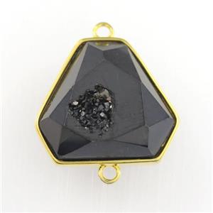 black Druzy Agate triangle connector, approx 16-18mm [GM11554]