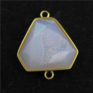 white AB-color Druzy Agate triangle connector, approx 16-18mm [GM11555]