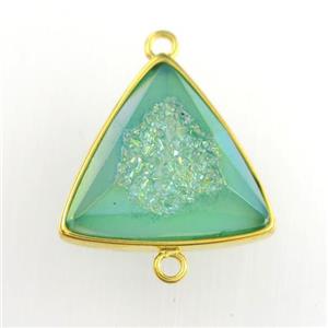 peacock green Druzy Agate triangle connector, approx 18mm [GM11557]