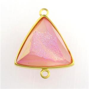 pink Druzy Agate triangle connector, approx 18mm [GM11558]