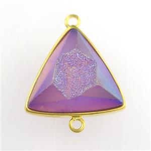purple Druzy Agate triangle connector, approx 18mm [GM11559]