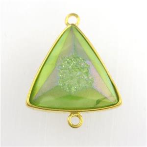 olive Druzy Agate triangle connector, approx 18mm [GM11560]