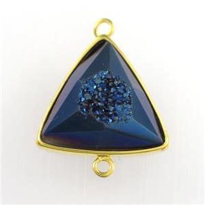 blue Druzy Agate triangle connector, approx 18mm [GM11561]