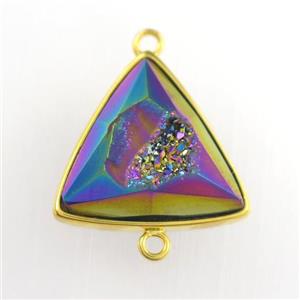 rainbow Druzy Agate triangle connector, approx 18mm [GM11562]