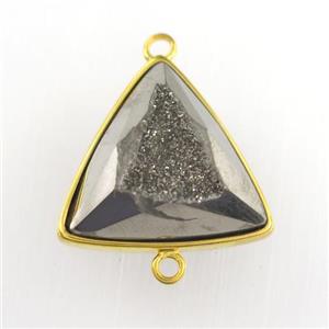 silver Druzy Agate triangle connector, approx 18mm [GM11563]