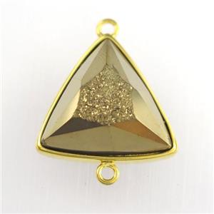 golden Druzy Agate triangle connector, approx 18mm [GM11564]