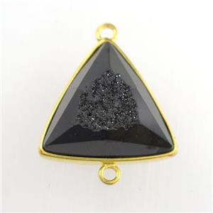 black Druzy Agate triangle connector, approx 18mm [GM11565]