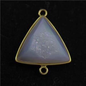 white AB-color Druzy Agate triangle connector, approx 18mm [GM11566]