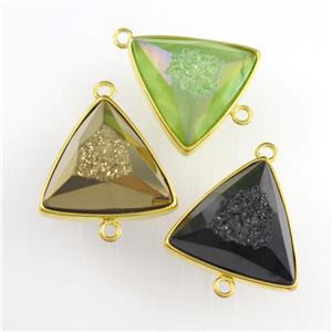 mixed color Druzy Agate triangle connector, approx 18mm [GM11567]