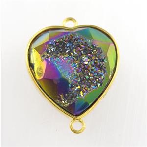 rainbow Druzy Agate heart connector, approx 18-20mm [GM11572]