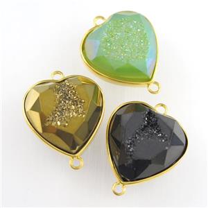mixed color Druzy Agate heart connector, approx 18-20mm [GM11577]