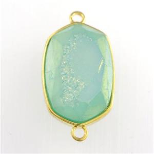 peacock green Druzy Agate oval connector, approx 14-20mm [GM11579]